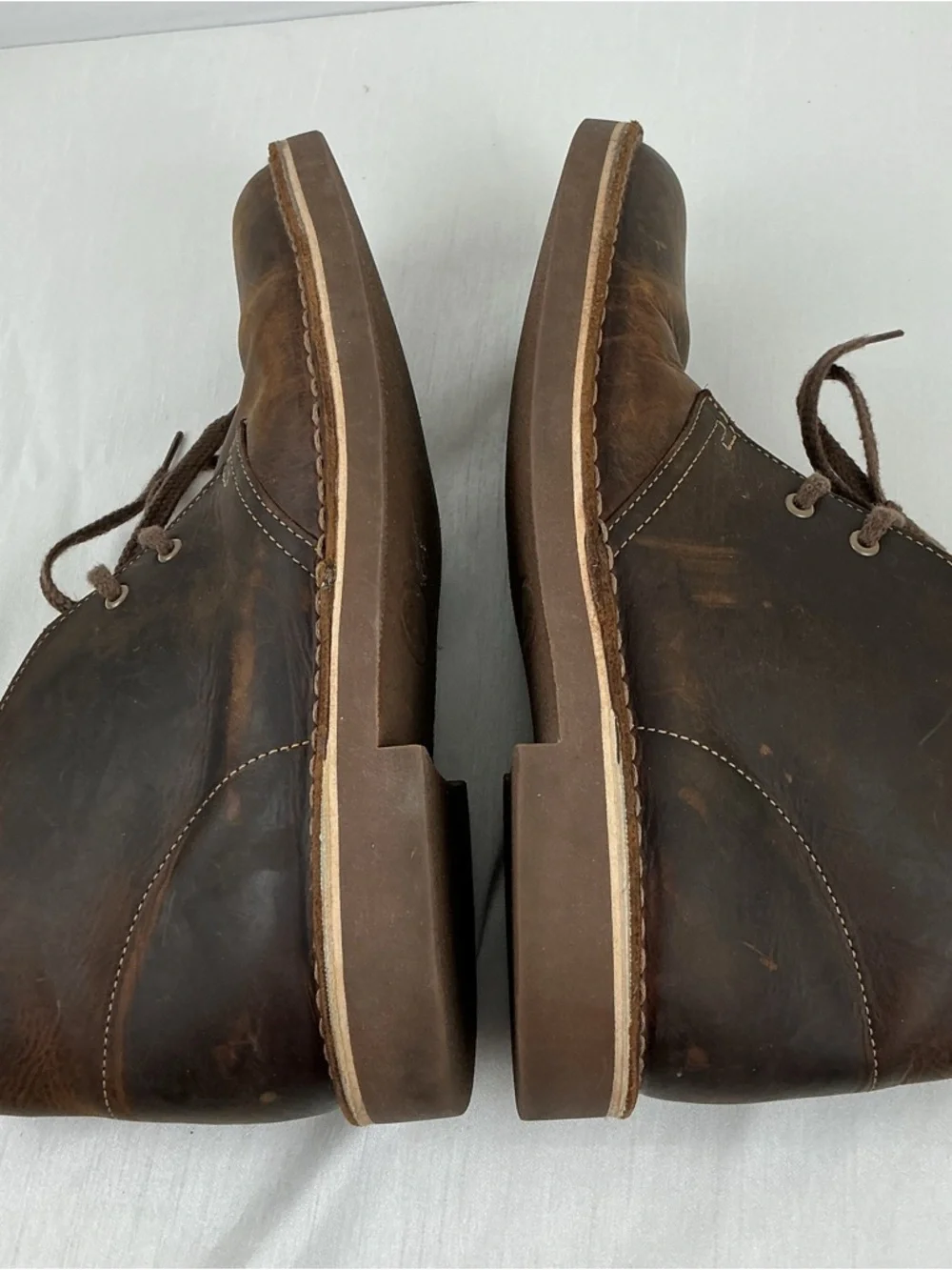 Clarks Mens Distressed Leather Chukka Boots Lace Up Brown 8M